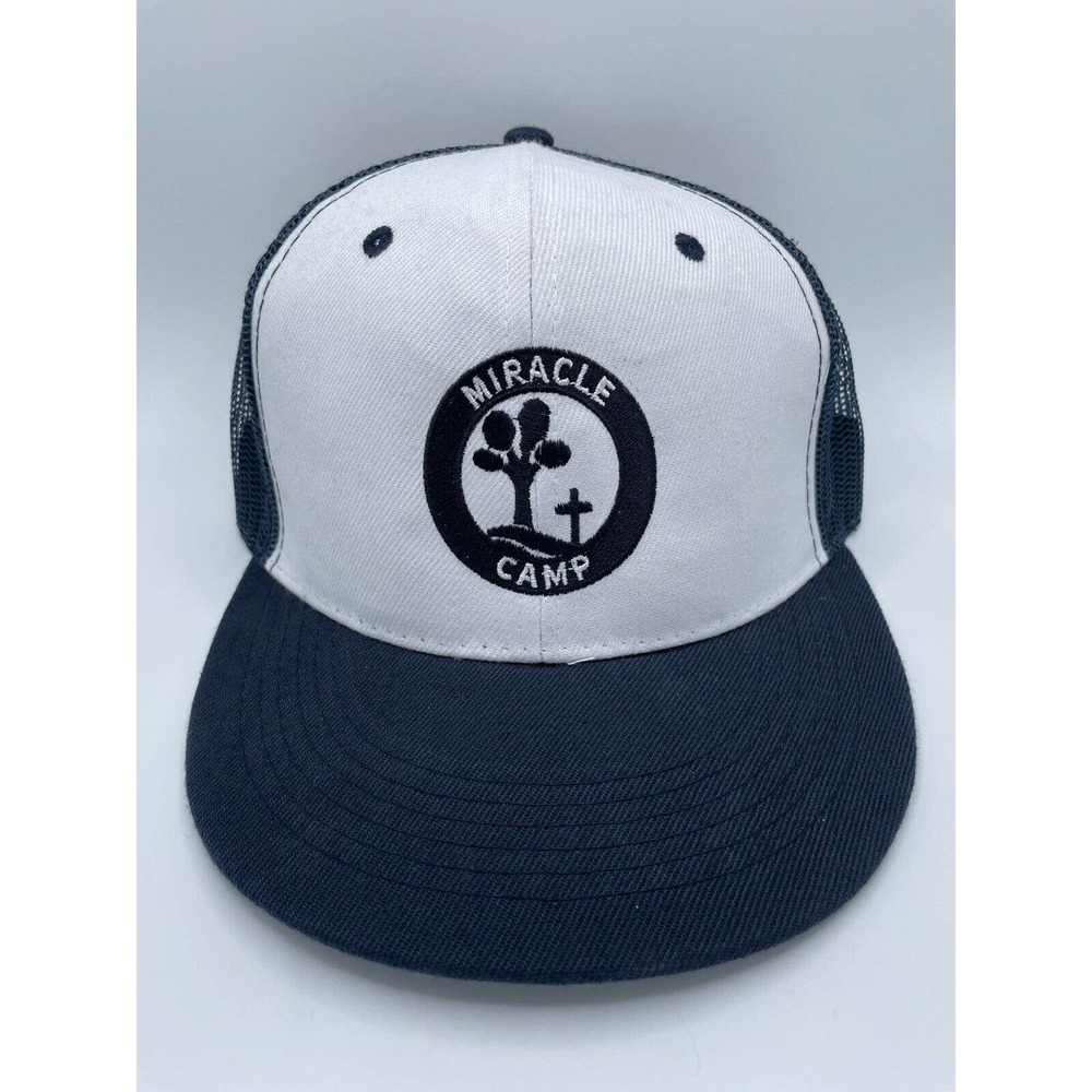 Miracle Camp Navy Blue And White Acrylic Hat One Size Adjustable Snapback Cap